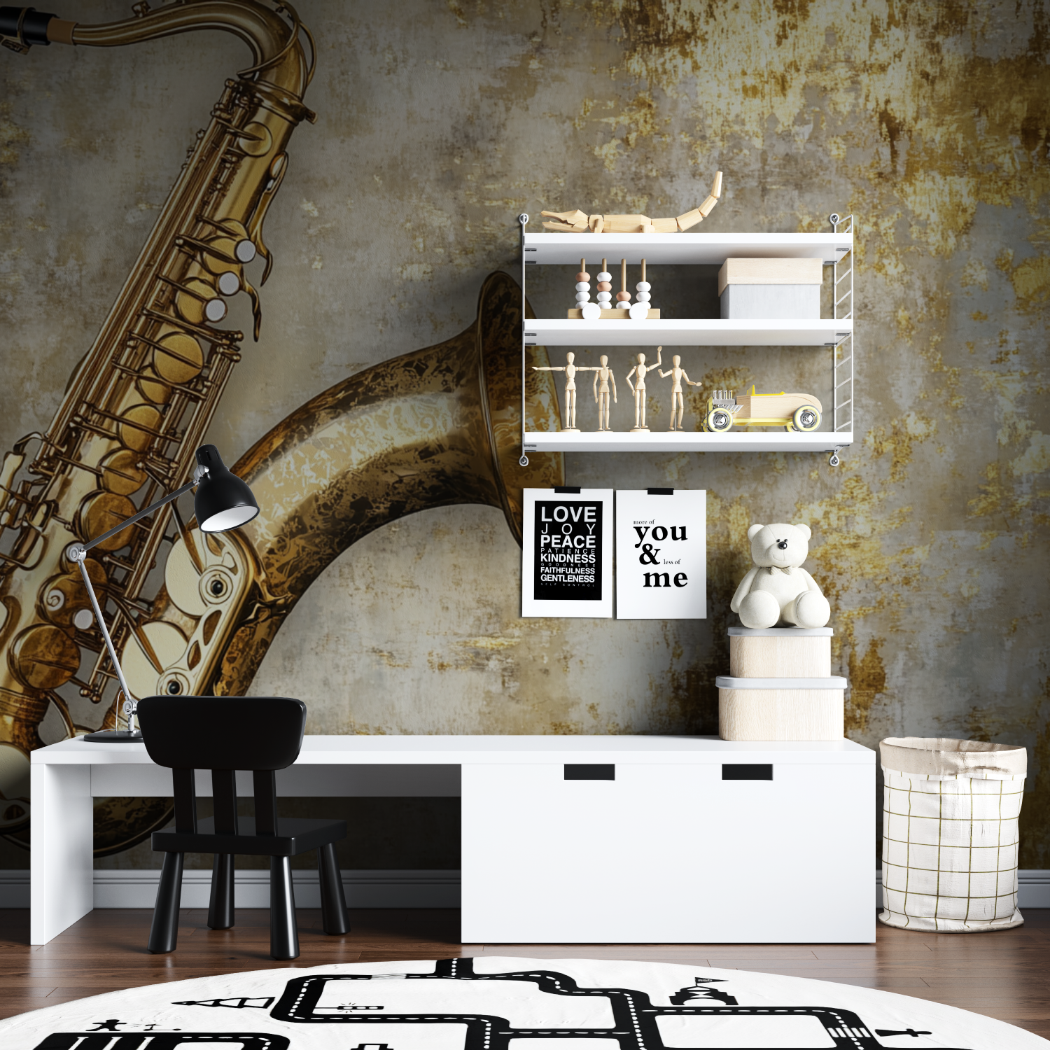 Papier peint jazz vintage tapisserie garcon