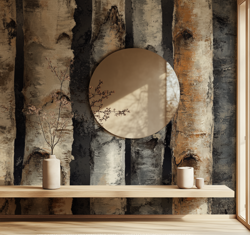 Papier peint arbre tronc miroir