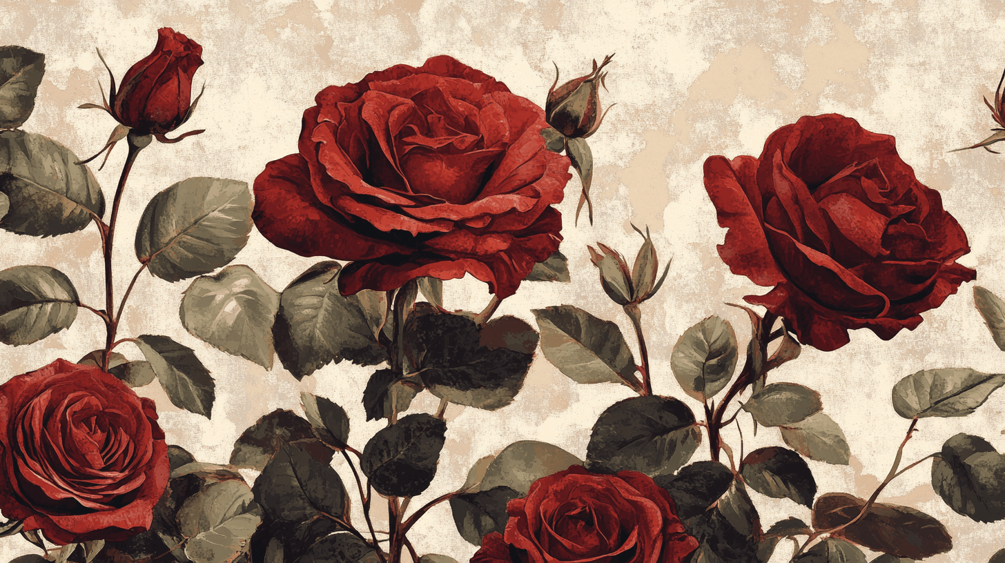 Papier Peint Vintage Rouge Et Rose