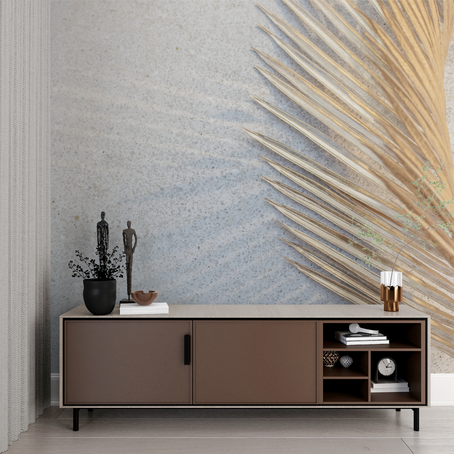 Papier peint pour salon effet cocooning imprime