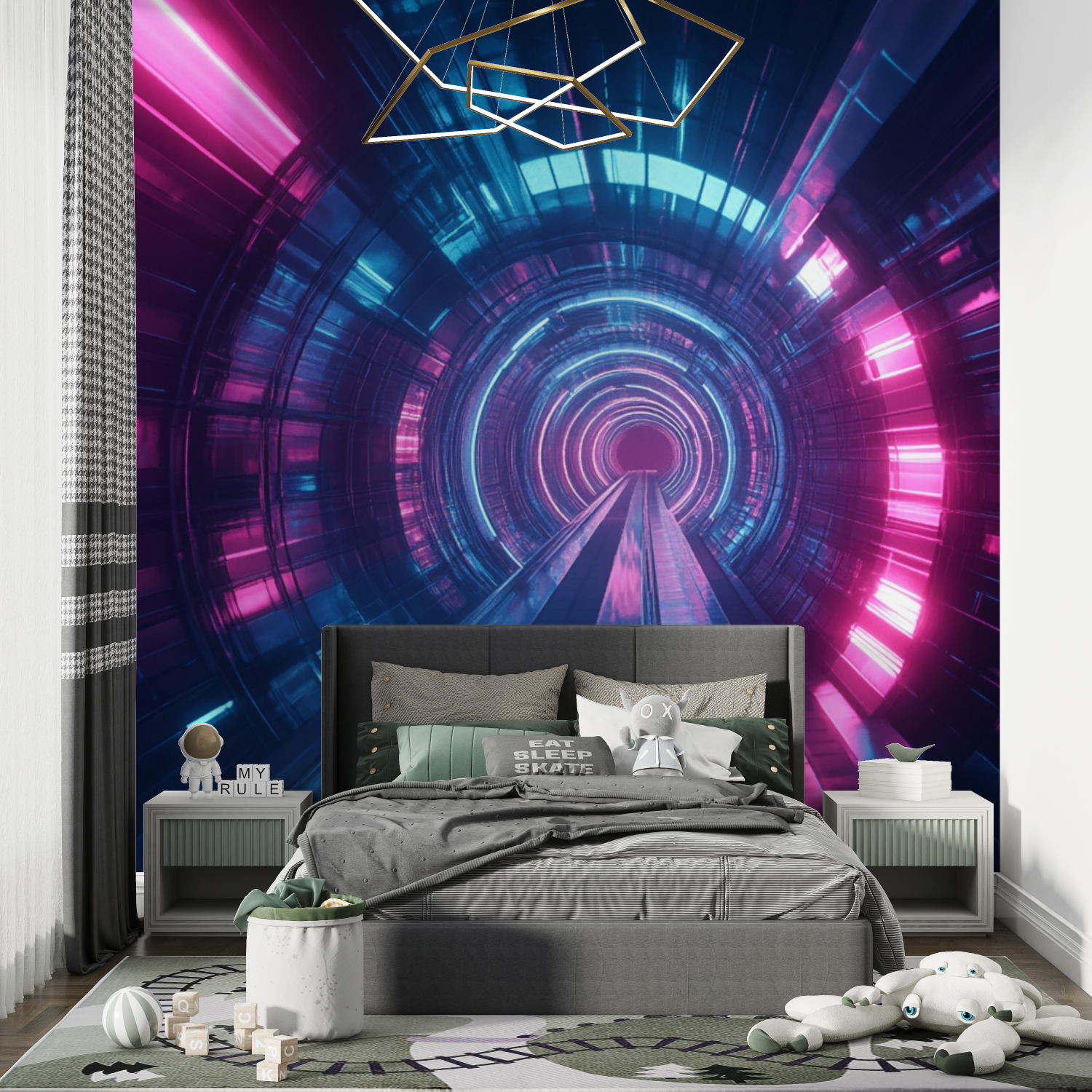 Papier peint couloir lumineux 3d chambre de garcon