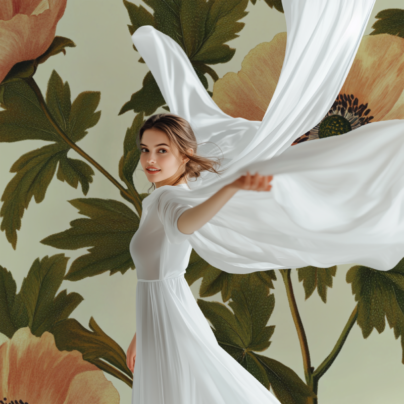 Papier peint vintage pivoine modele