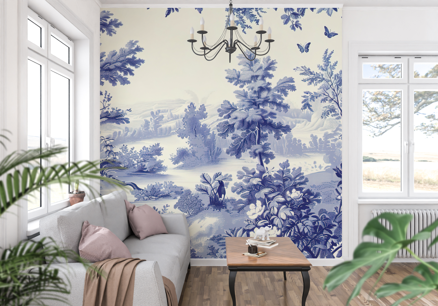 Papier Peint Toile De Jouy Impression - panoramique tendance