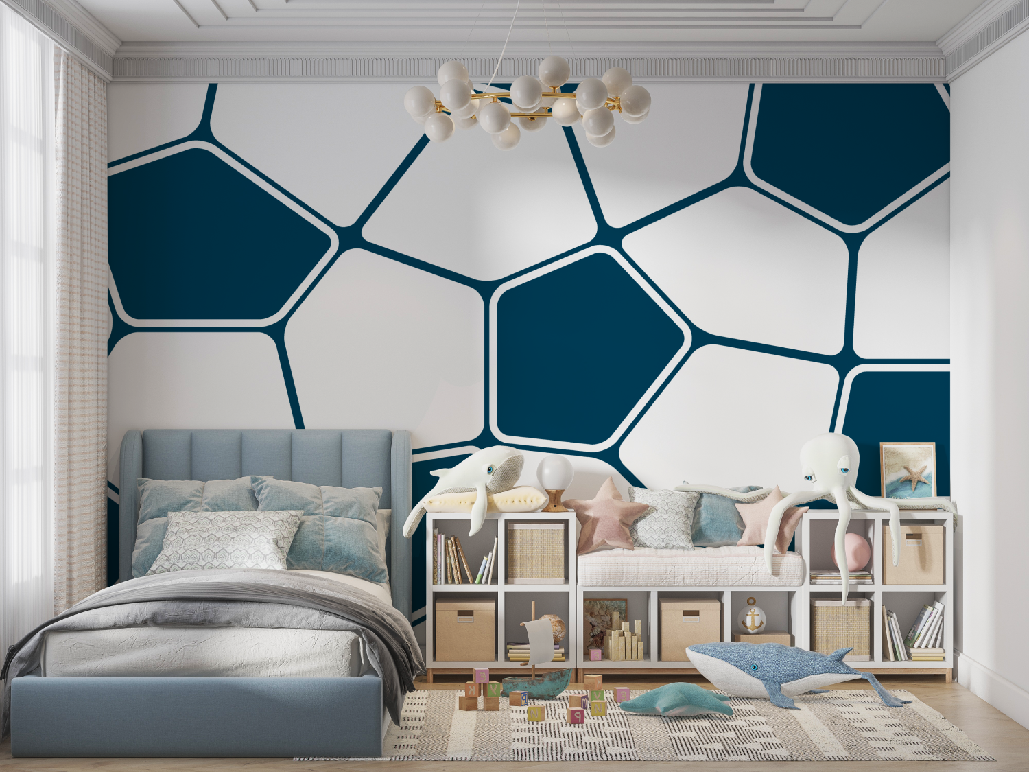 Papier peint motif foot panoramique garcon