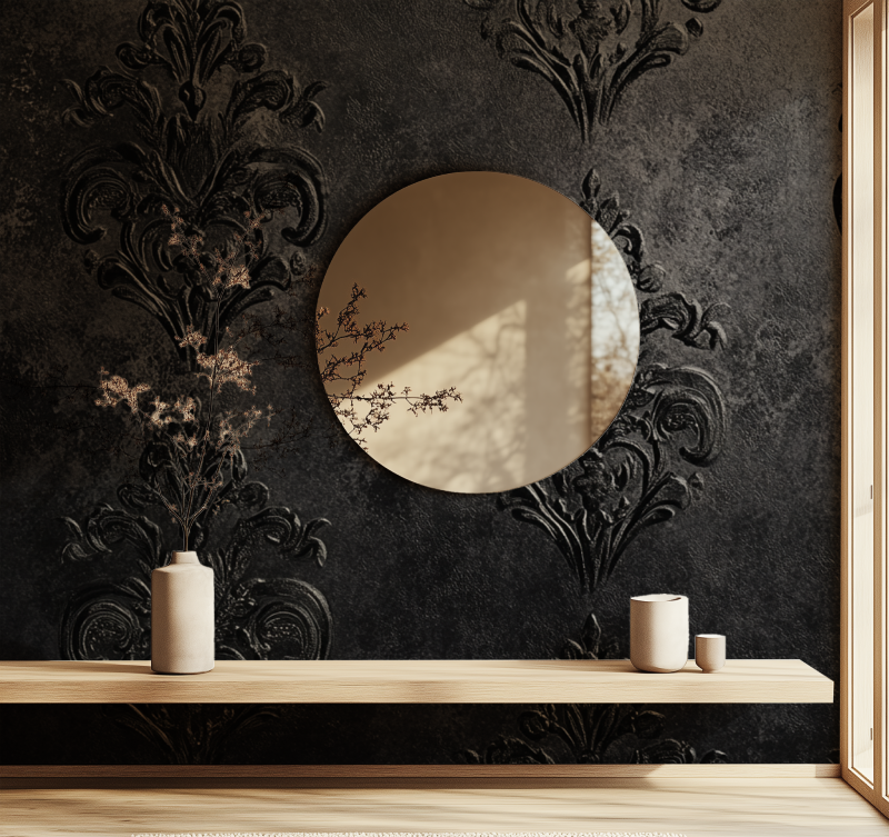 Papier peint vintage noir miroir