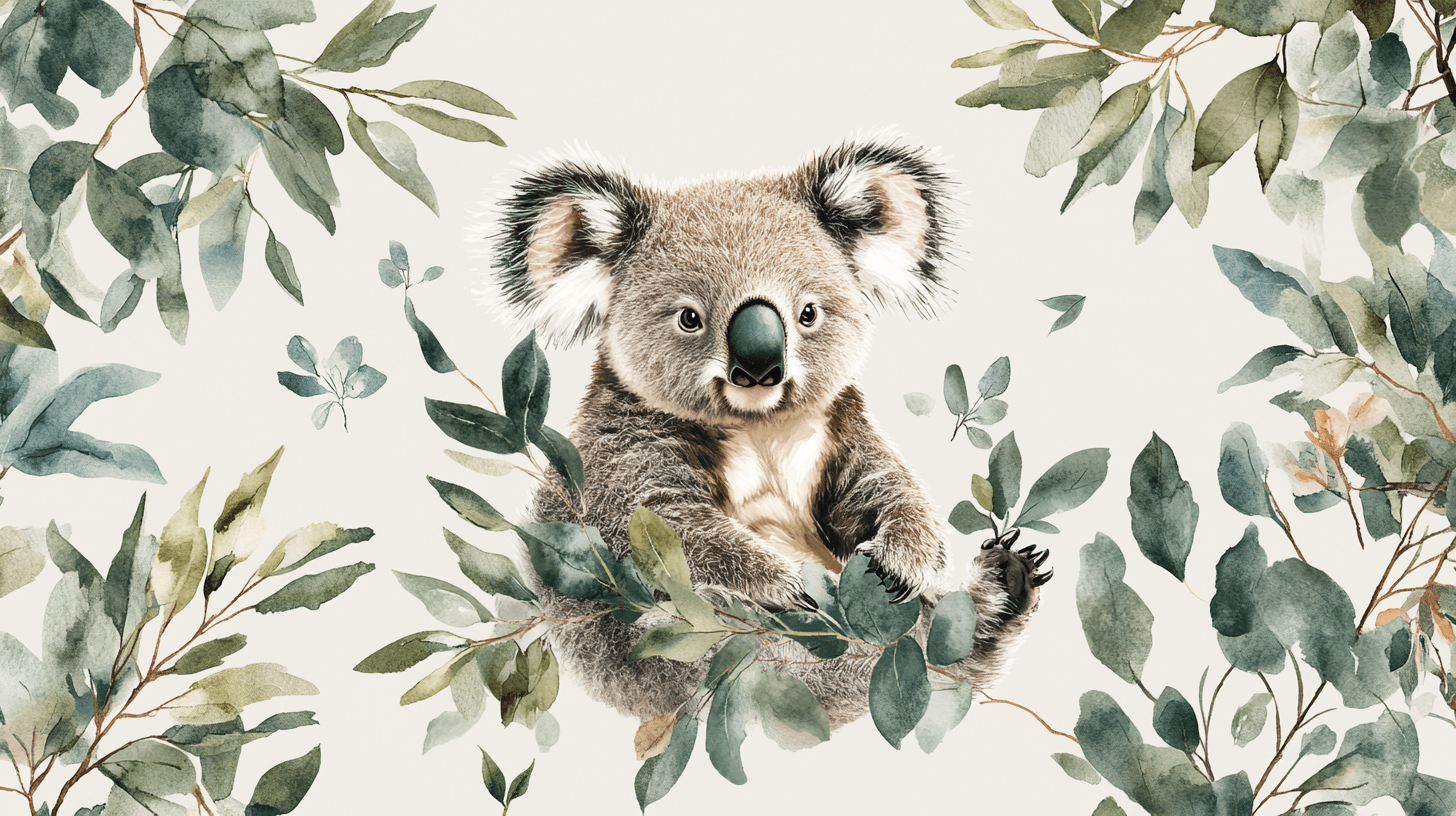 Papier Peint Koala Qui S’éveille Doucement