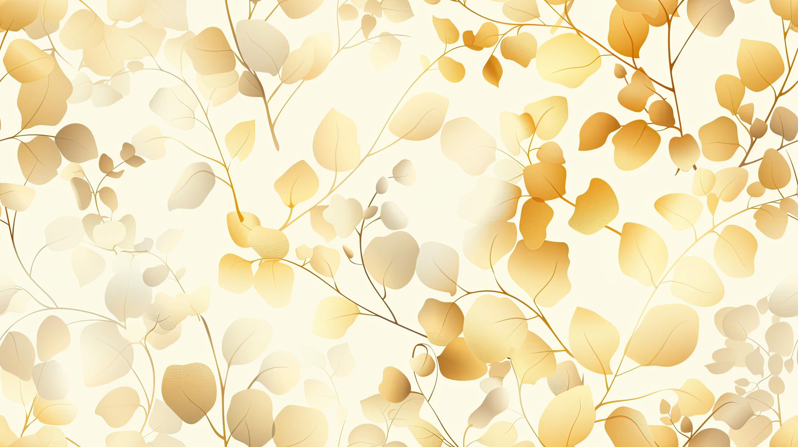 Papier Peint Feuilles Doré