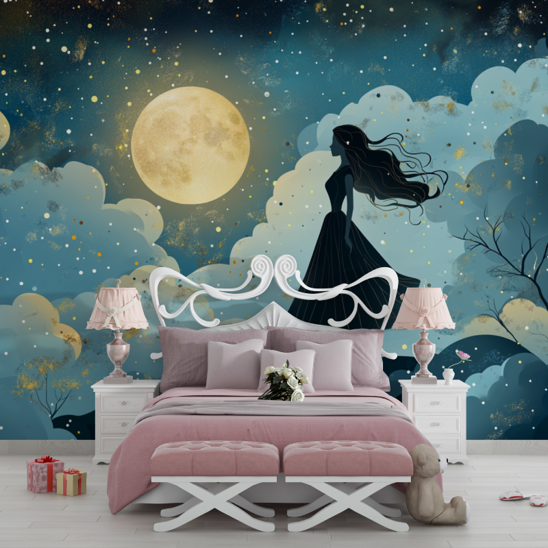 Papier peint princesse art deco chambre filles