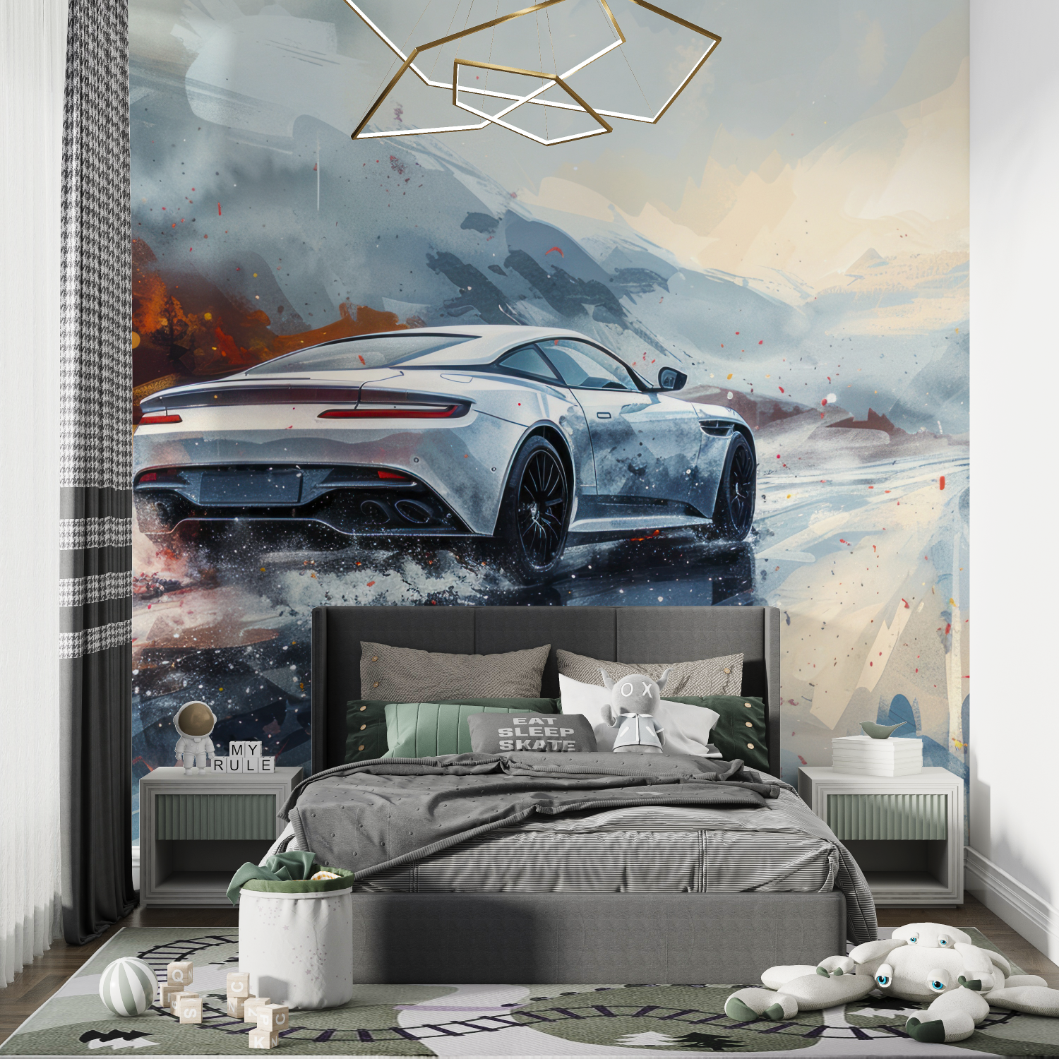 Papier peint 3d adulte tuning voiture chambre de garcon