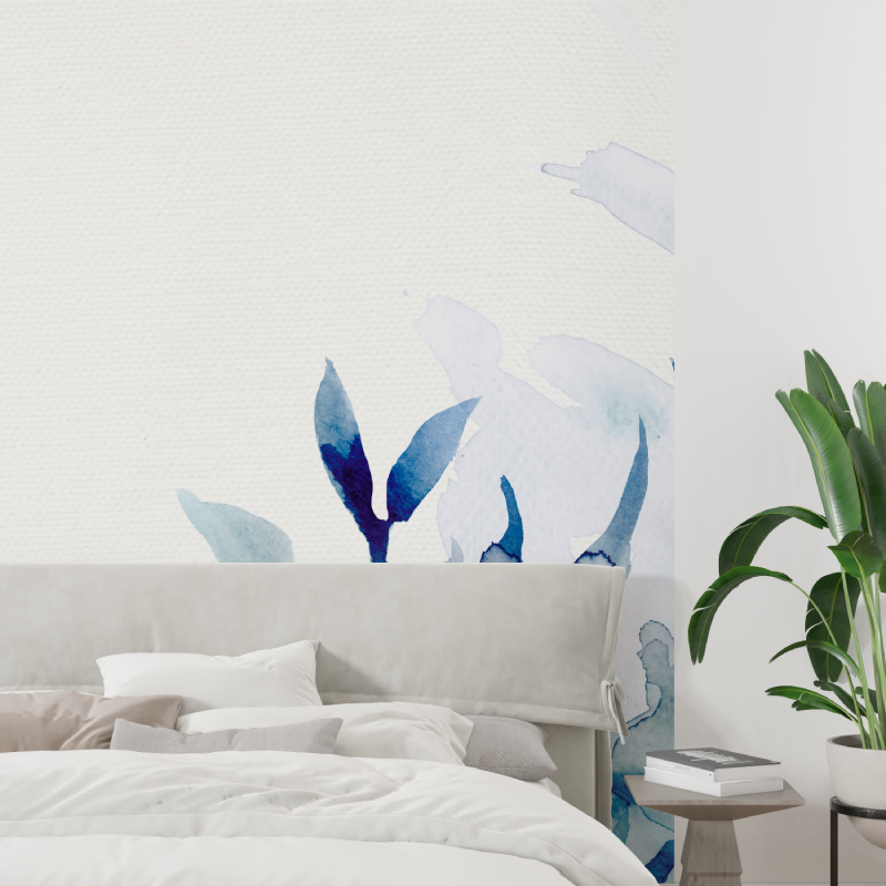 Papier peint aquarelle nature bleu tapisserie tendance