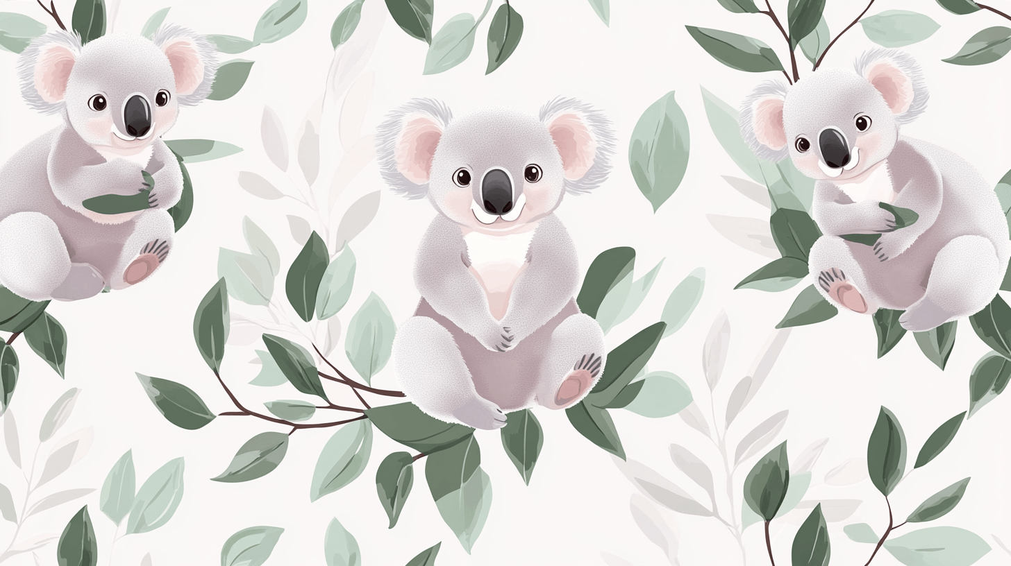 Papier Peint Koala Et Doux Feuillage