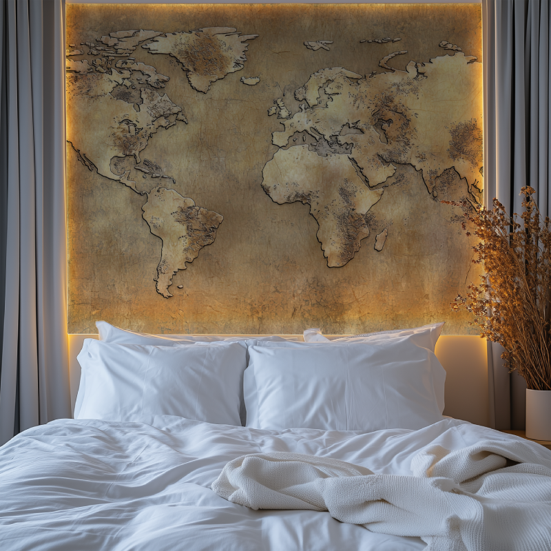 Papier peint vieilli carte du monde chambre tendanc