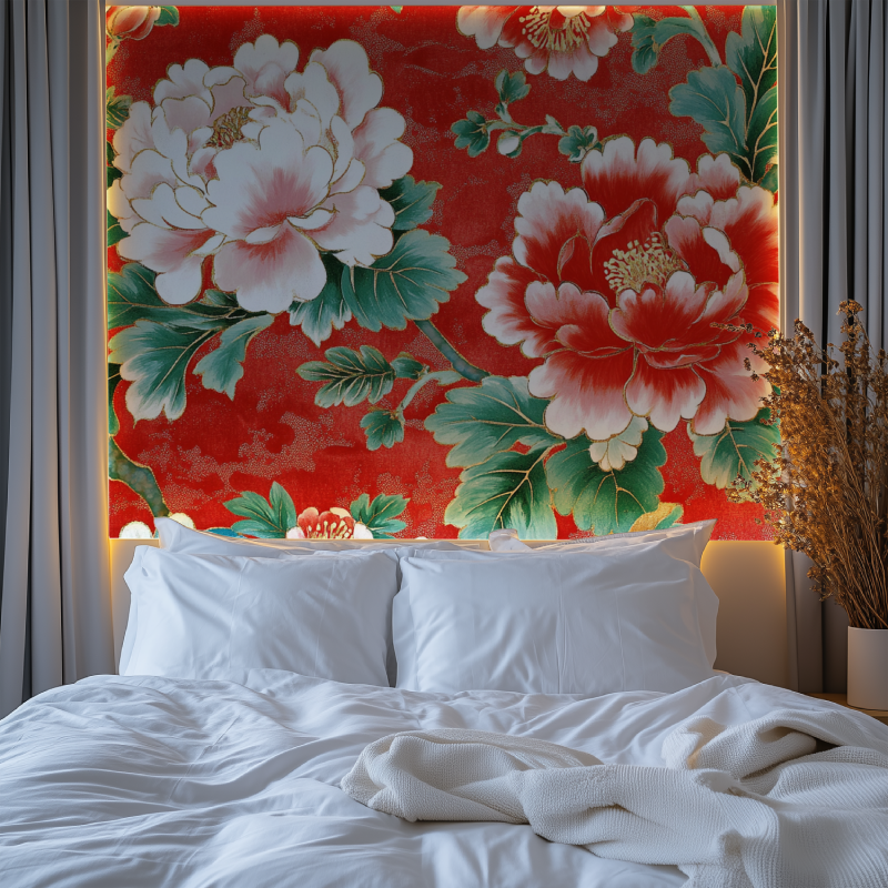 Papier peint fleur chinoises chambre premium