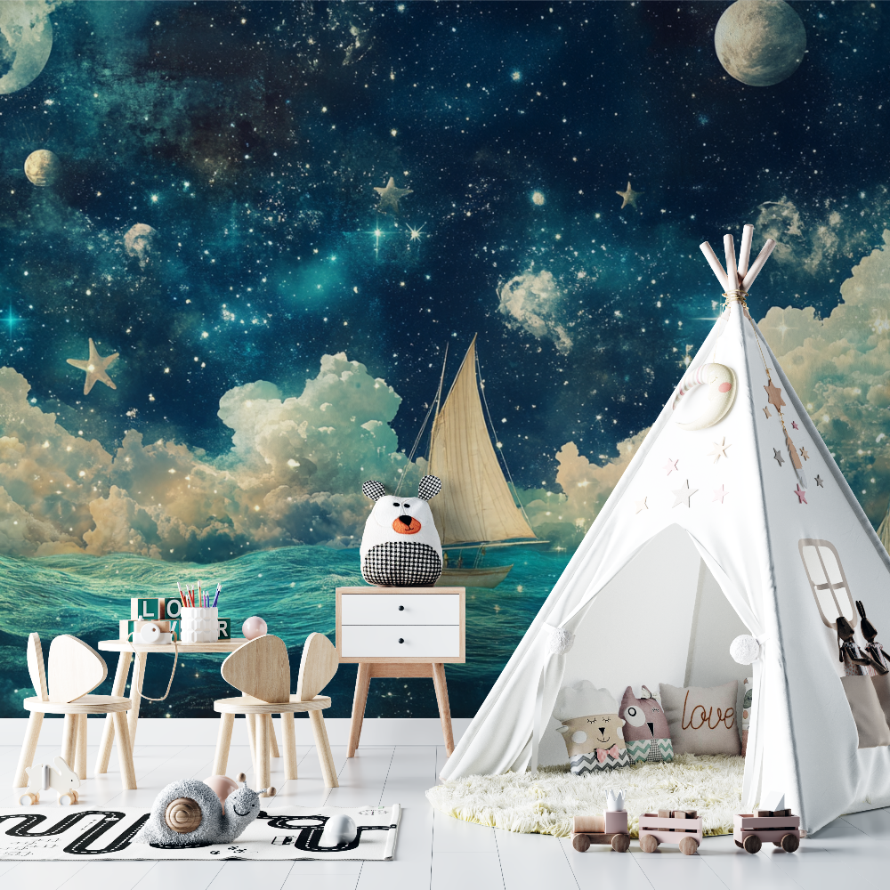 Papier peint marin lunatique chambre bebe