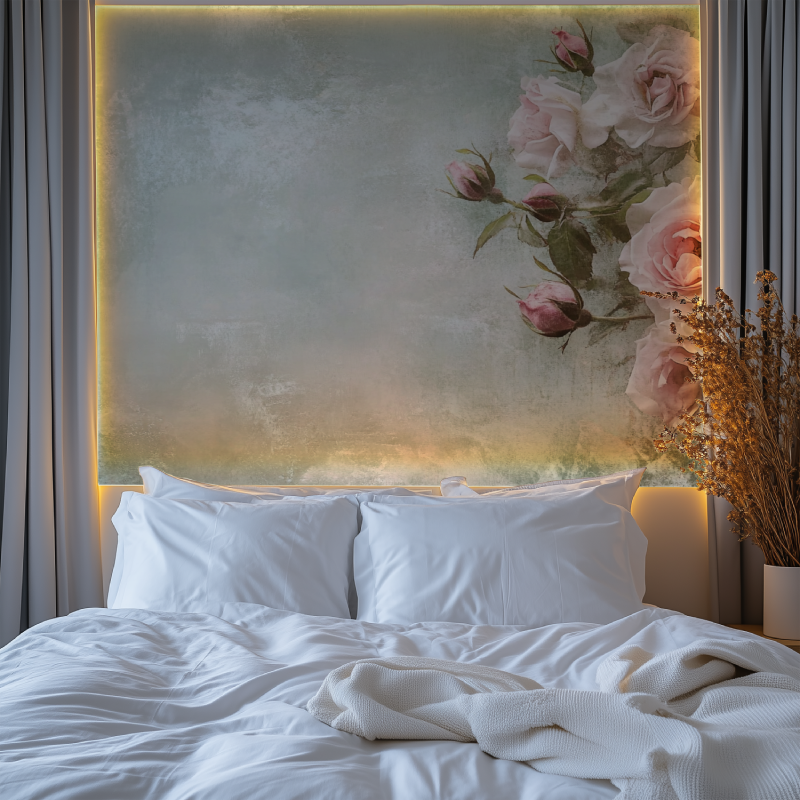 Papiers peints fleurs vintage chambre premium