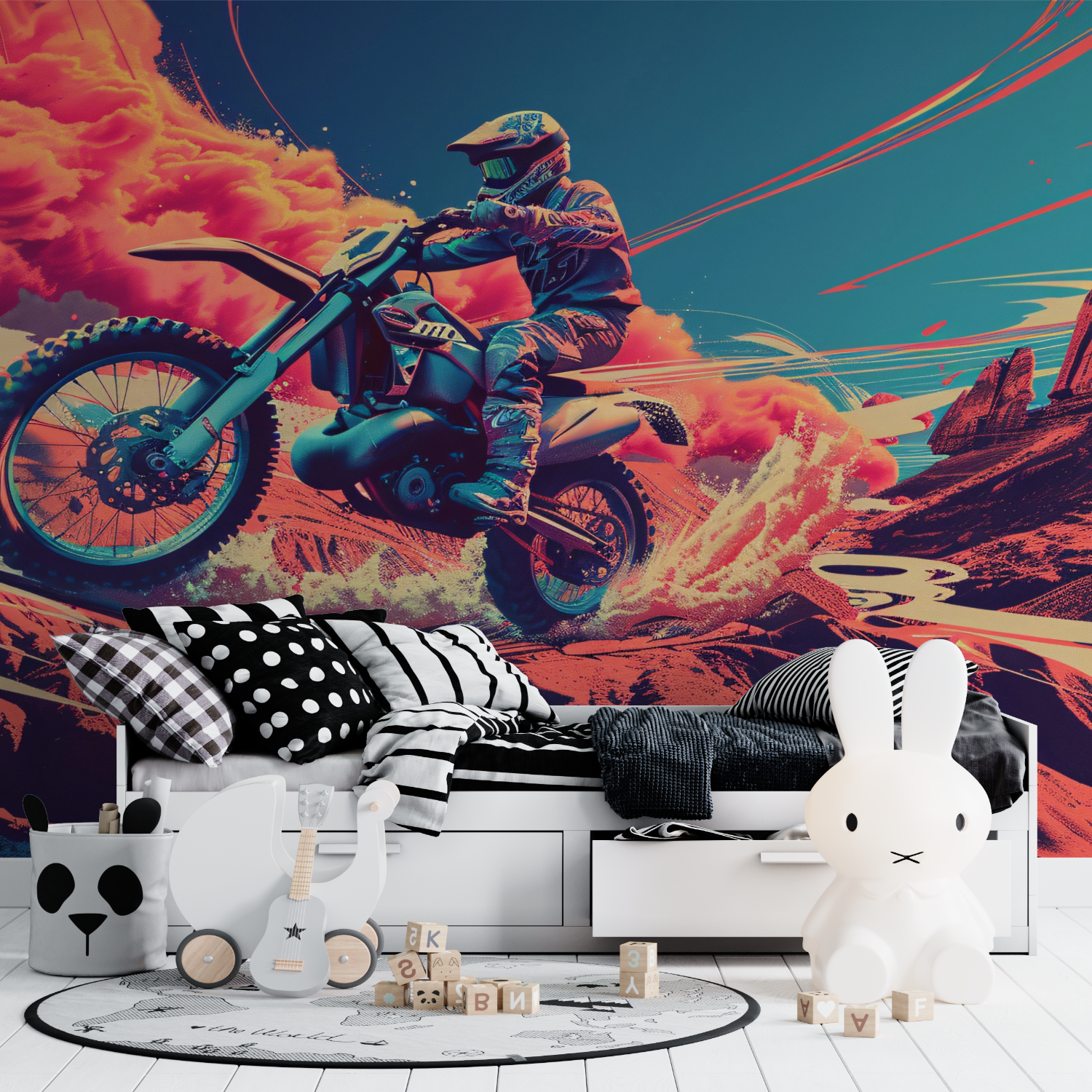 Papier peint moto cross chambre enfant tapisserie ado