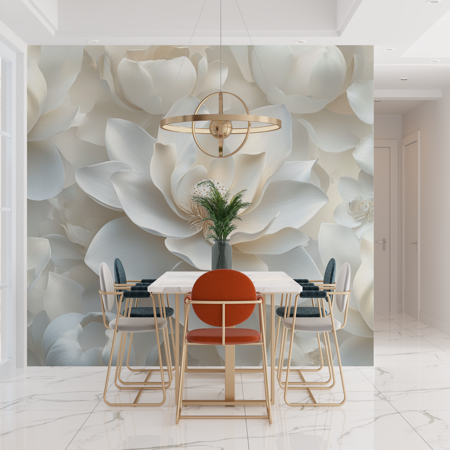 Papier peint aquarelle lys blancs delicats tendances