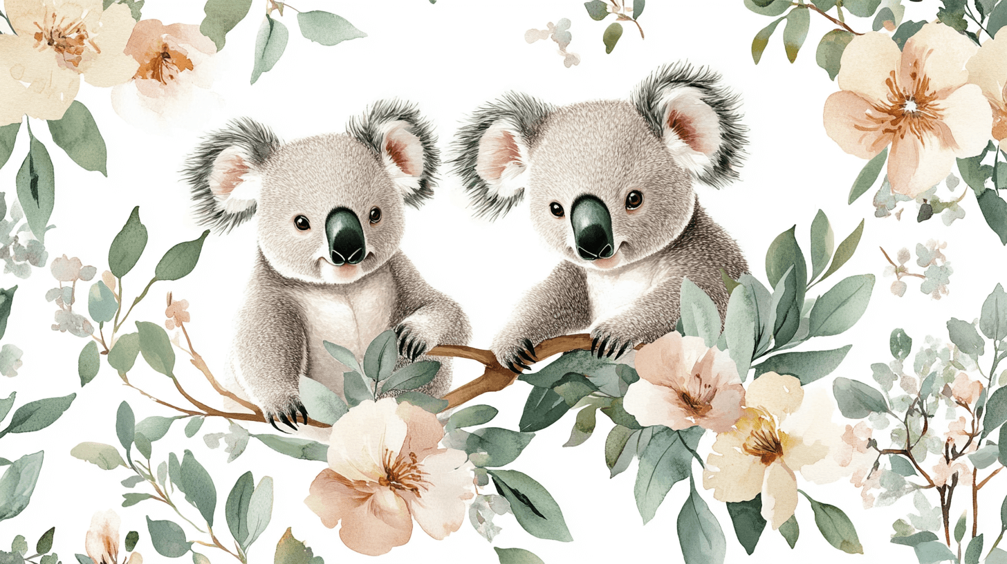Papier Peint Koala Dans Un Champ De Fleurs