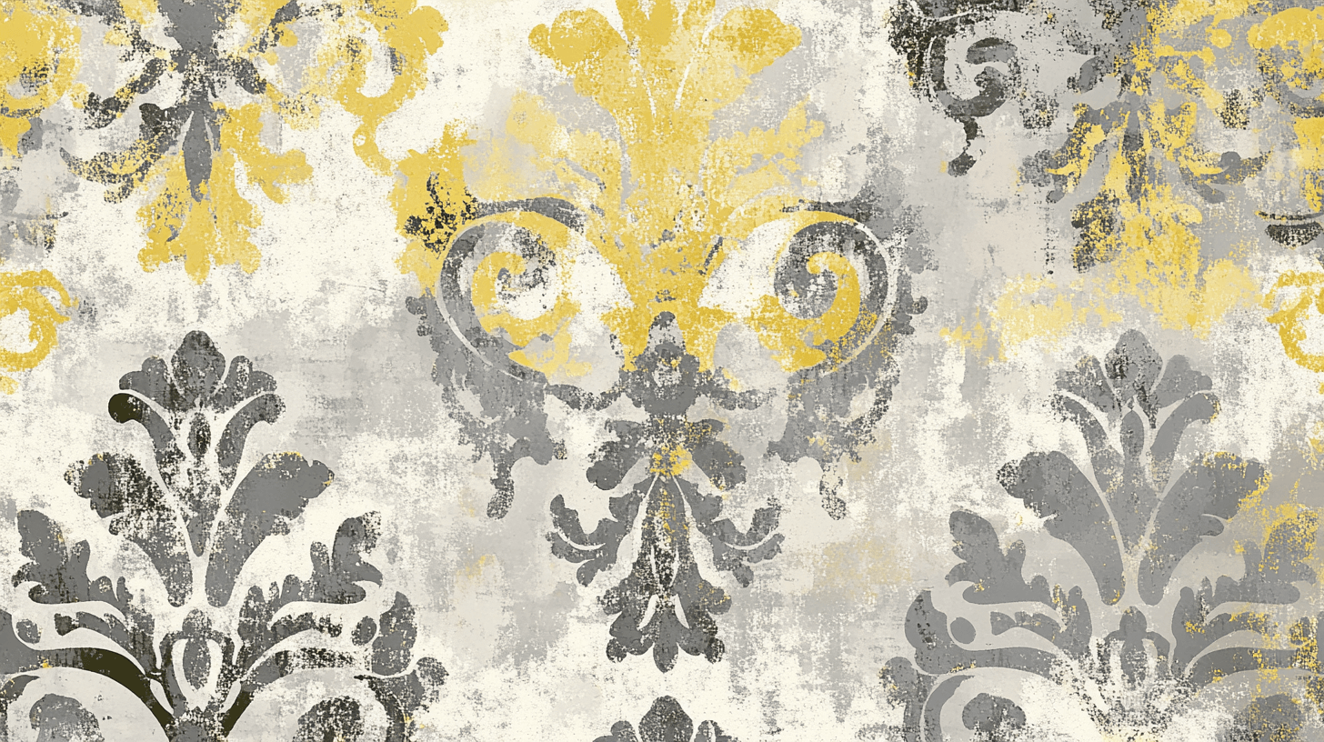 Papier Peint Vintage Jaune Et Gris