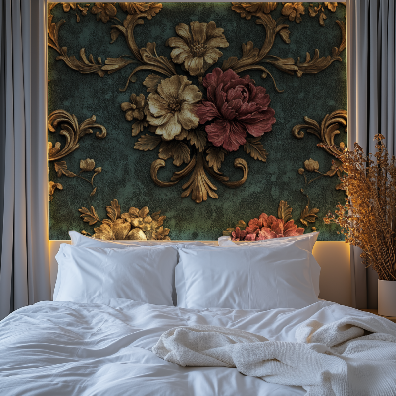 Papier peint fleur baroque chambre premium