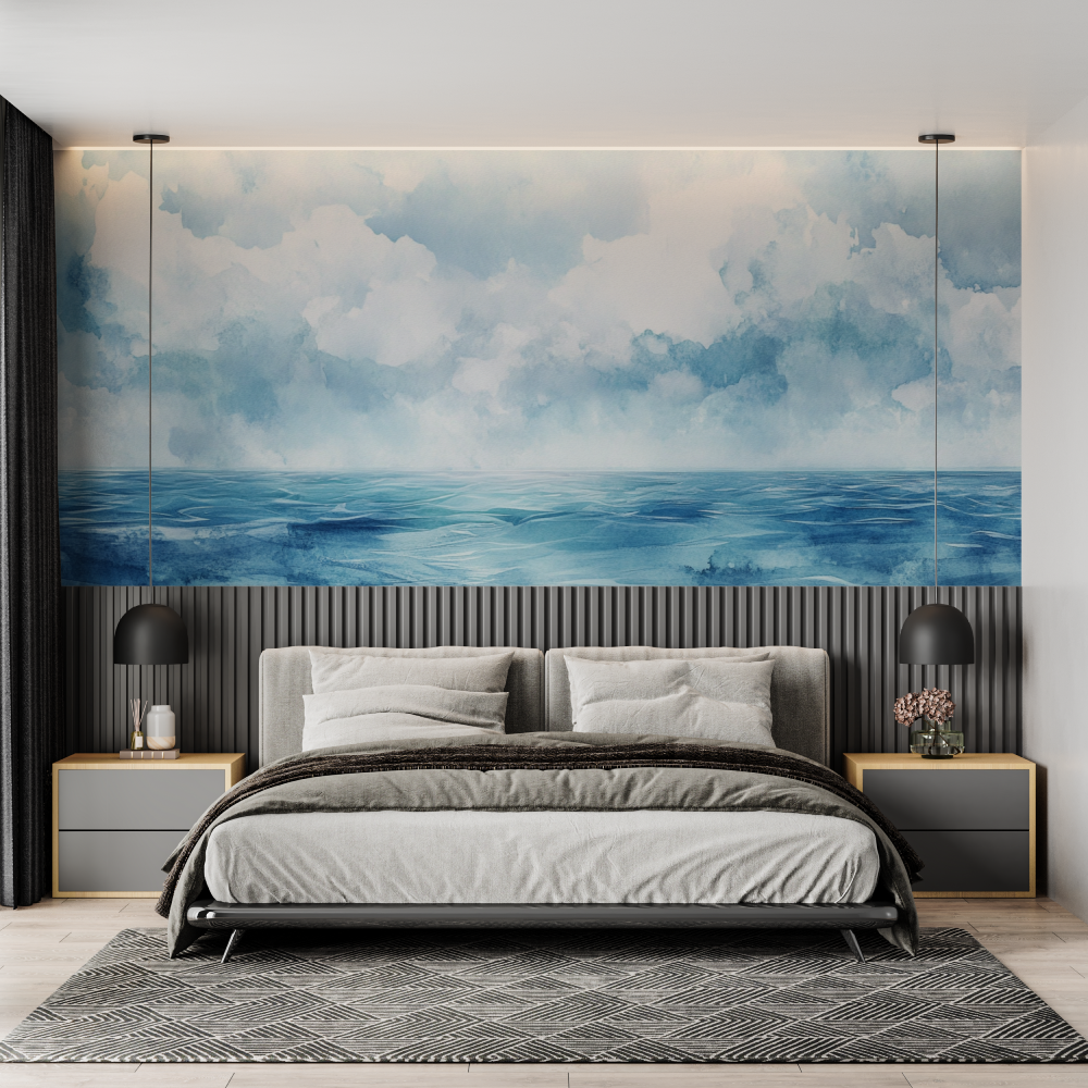 Papier peint aquarelle paysage marin chambre adulte