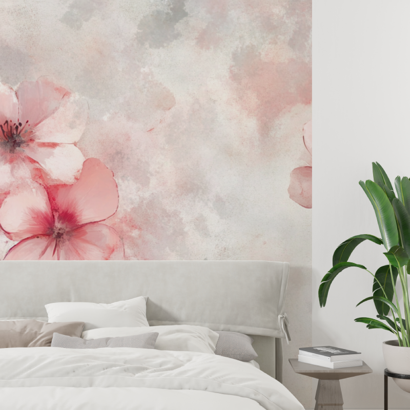 Papier peint aquarelle fleurs f...raites tapisserie tendance