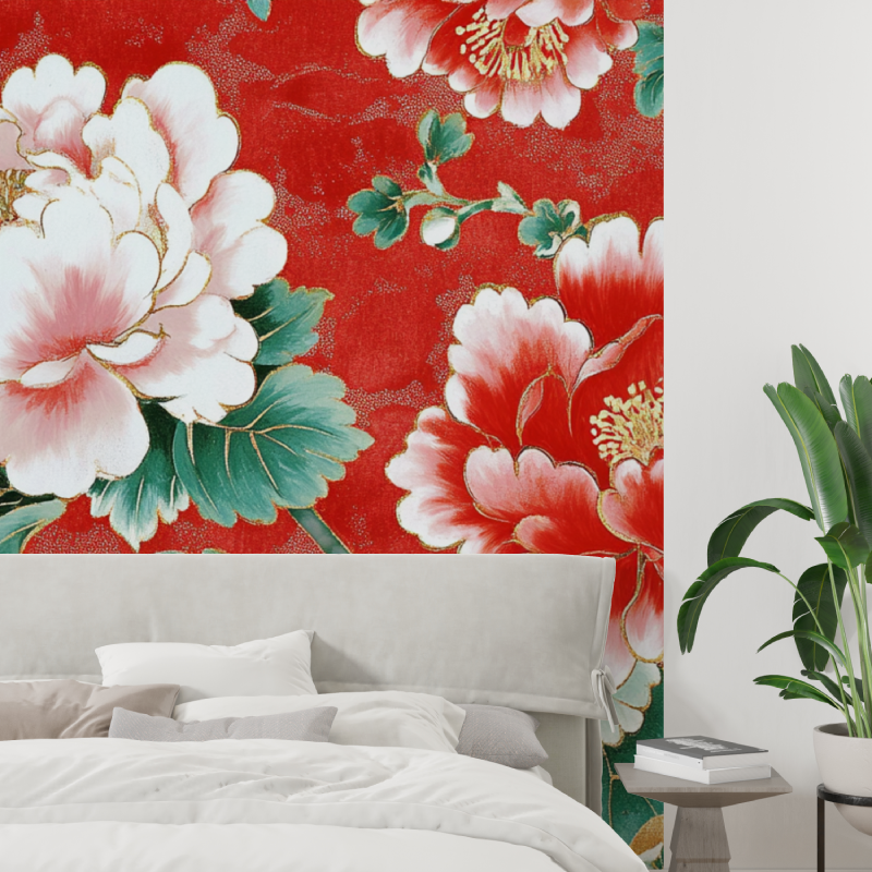 Papier peint fleur chinoises tapisserie tendance