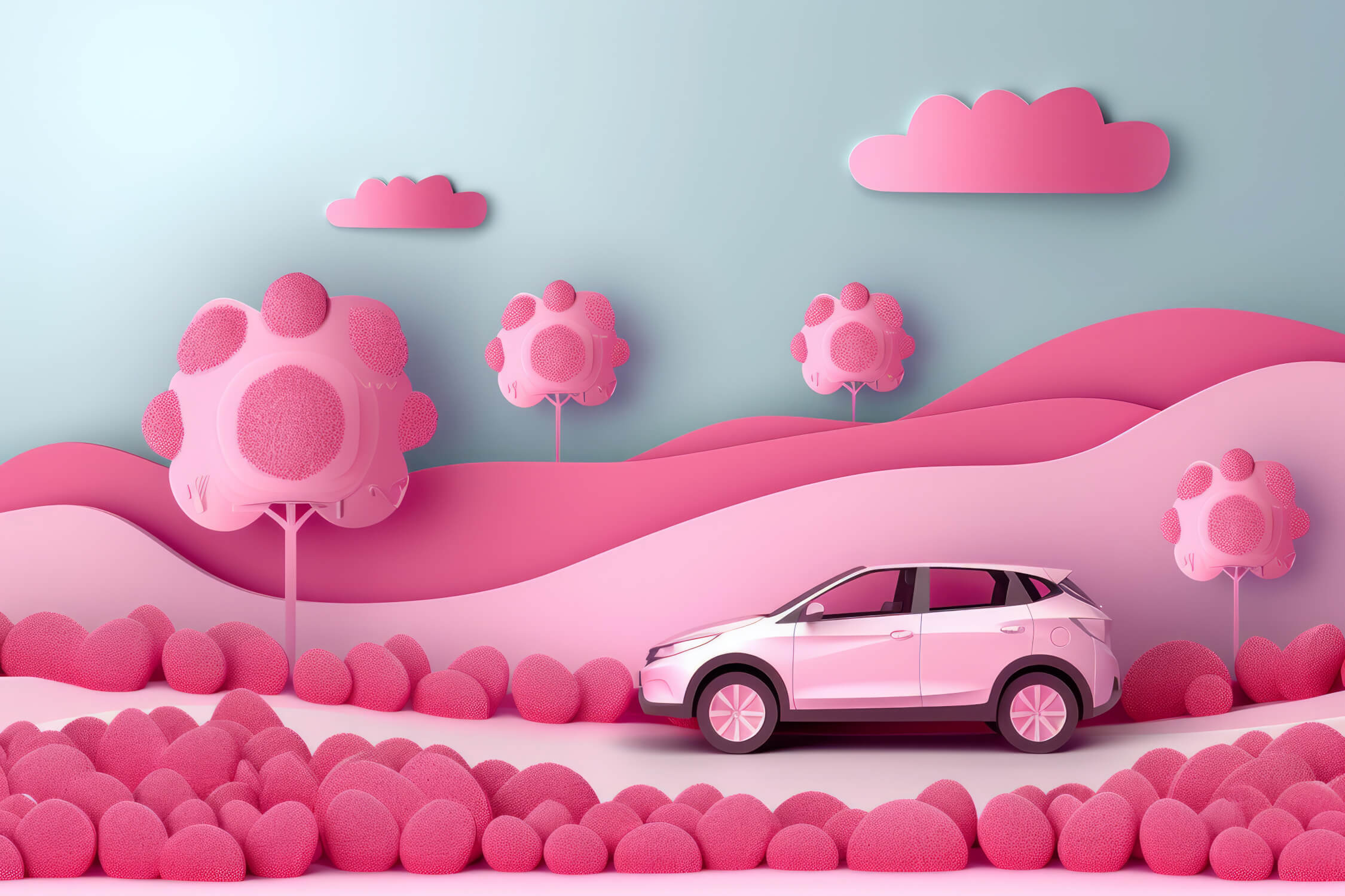 Papier Peint Pour Chambre Voiture Fille 3D