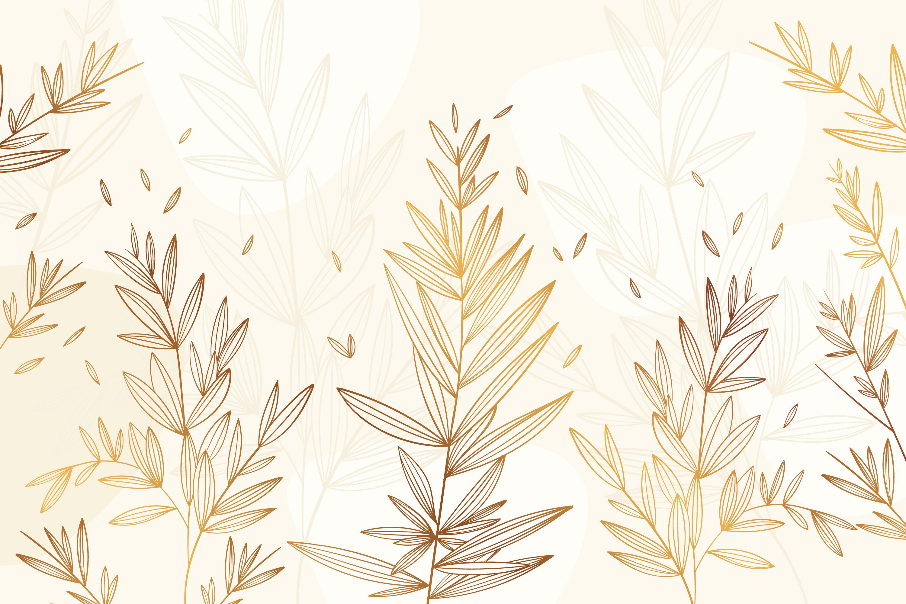 Papier Peint Feuillage Dore