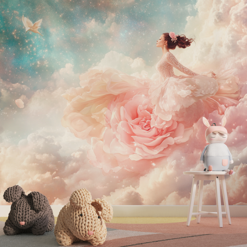Papier peint princesse rose eternelle tapisserie pour fille
