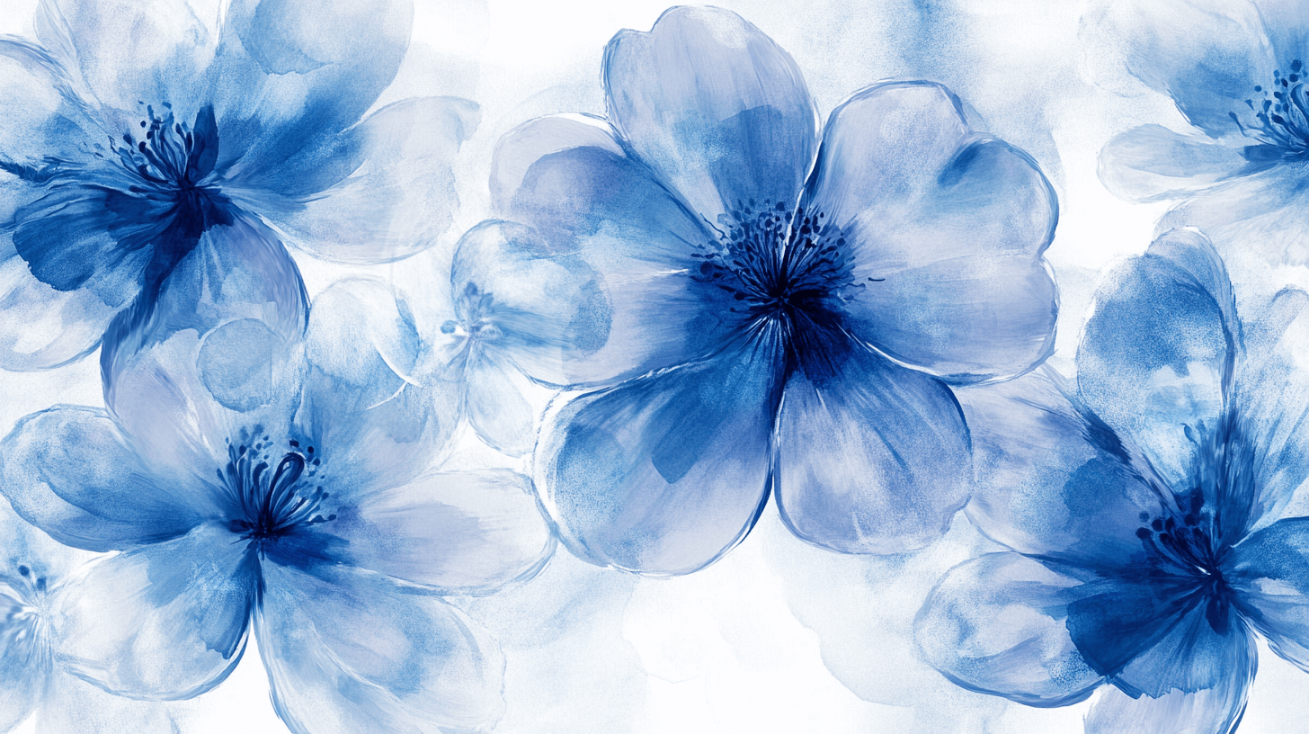 Papier Peint Grosses Fleurs Bleu
