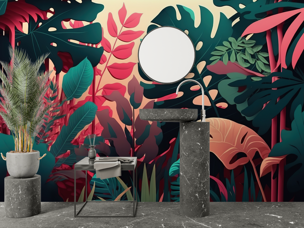 Papier peint toilette lavable salle bain