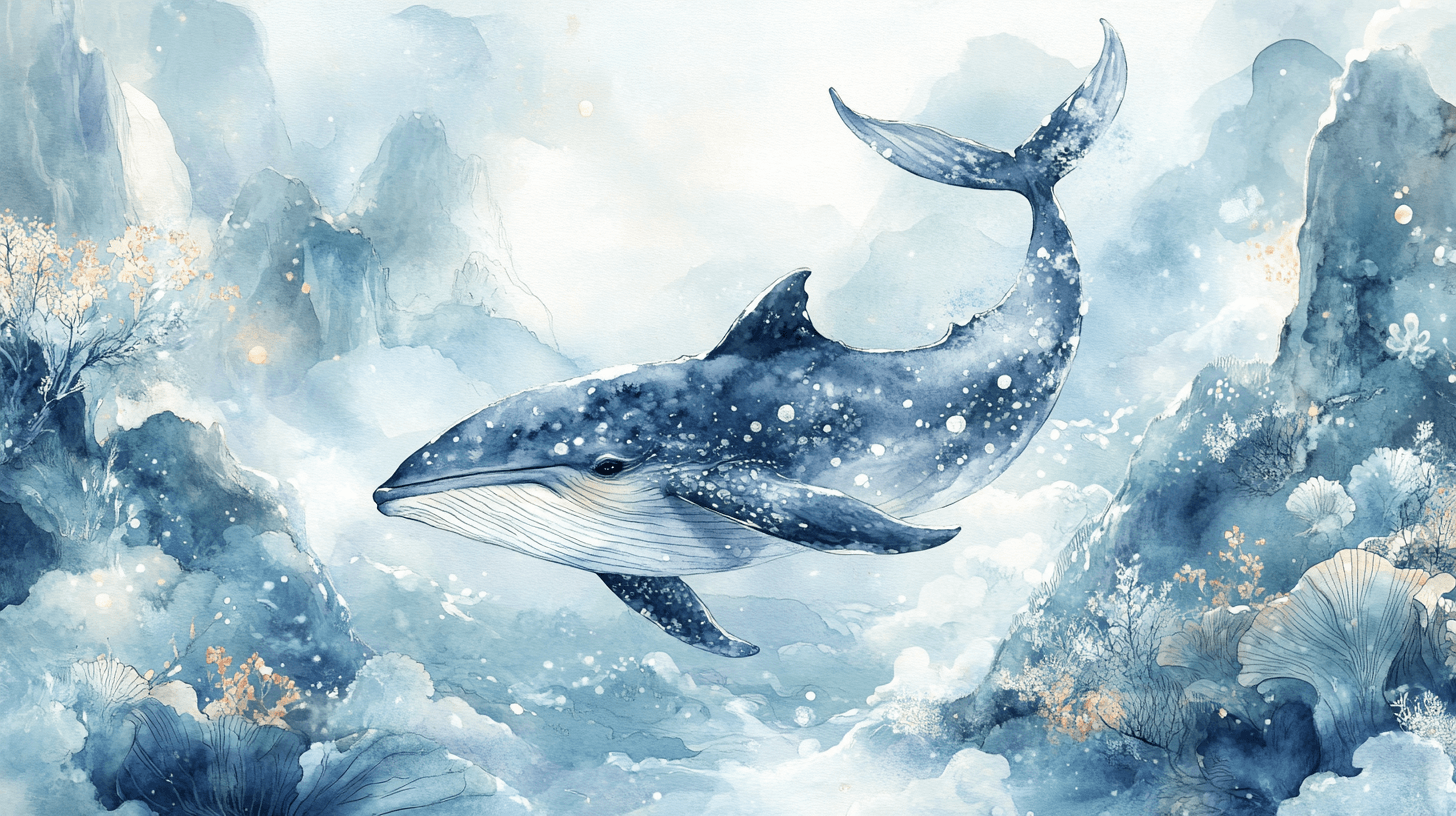 Papier Peint Baleine Aquarelle