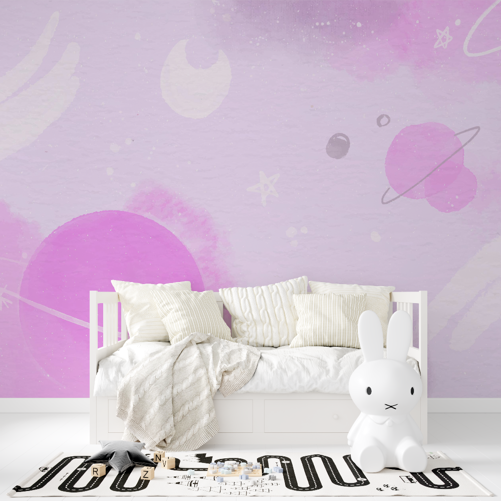 Papier peint ado fille planete etoile tapisserie fille