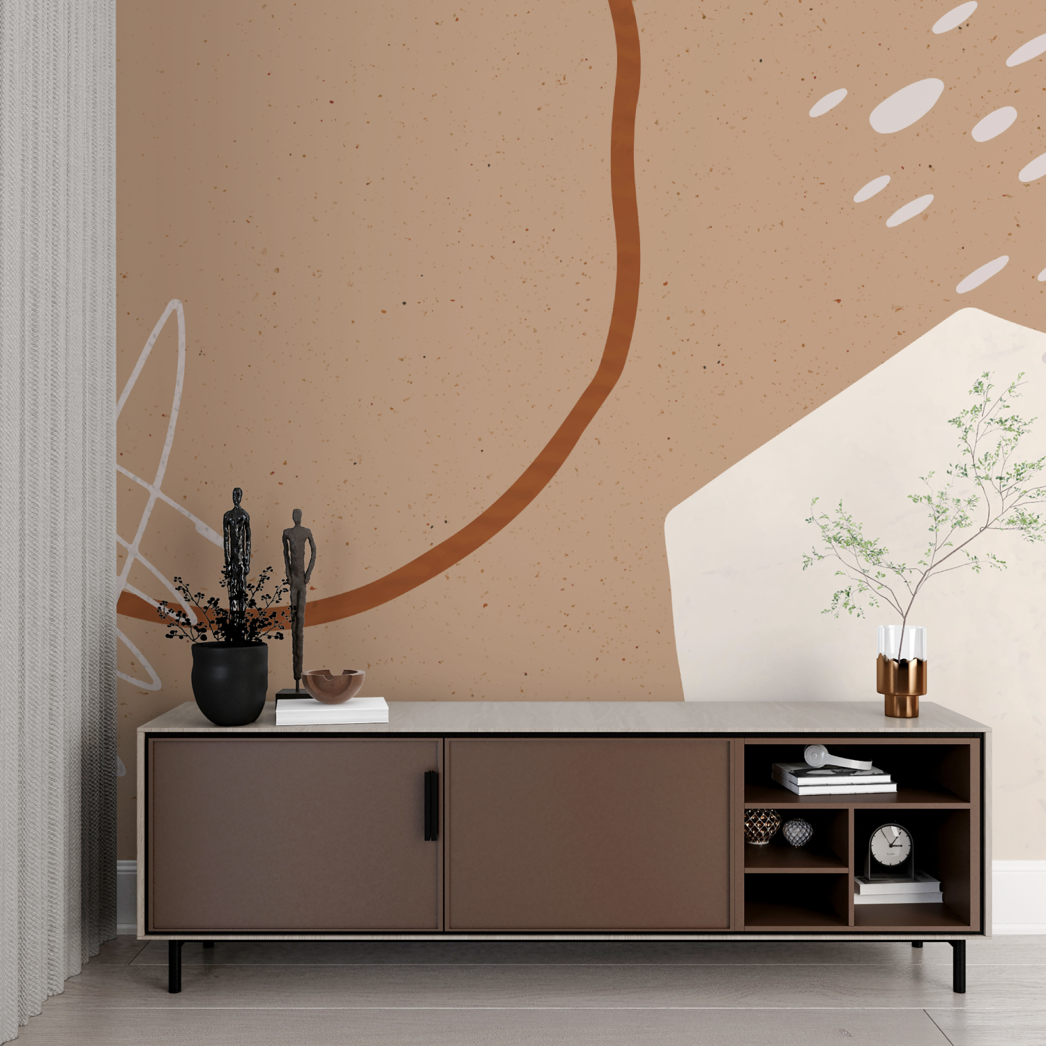 Papier peint salon cocooning imprime