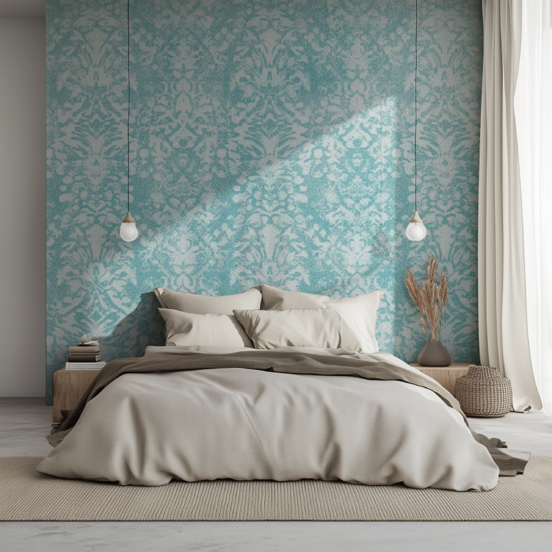 Papier peint vintage petits motifs lit 1234