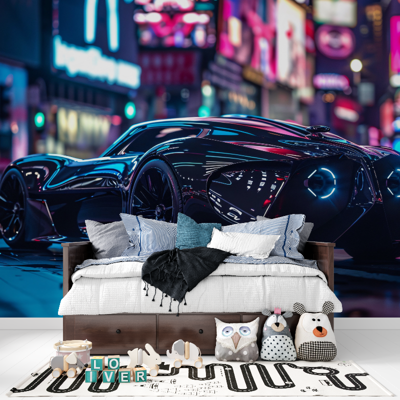 Papier peint voiture de luxe cyberpunk tapisserie pour ado