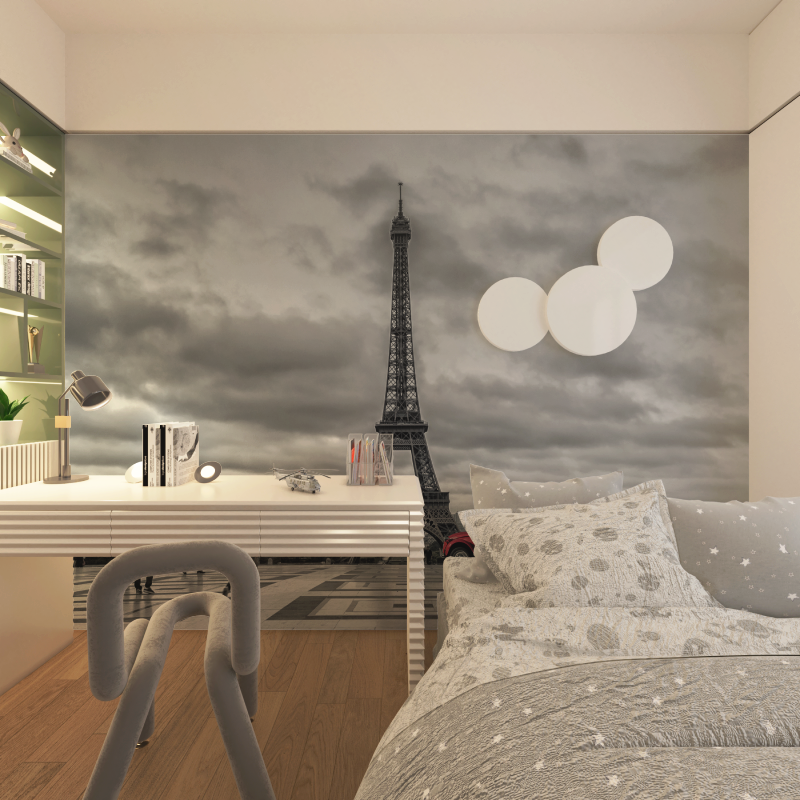 Papier peint noir et blanc avec... rouge chambre adolescents