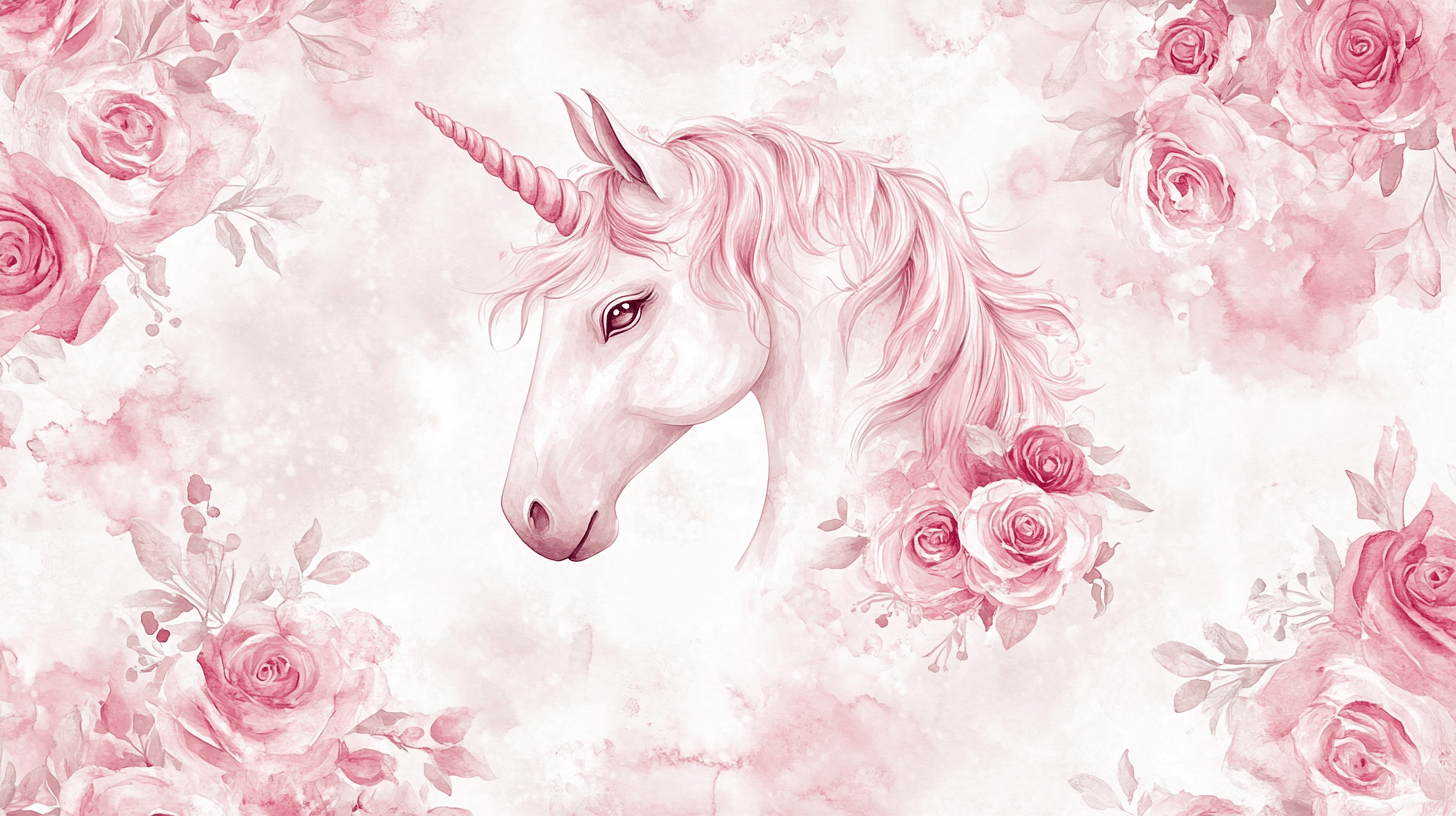Papier Peint Licorne Rose Rose