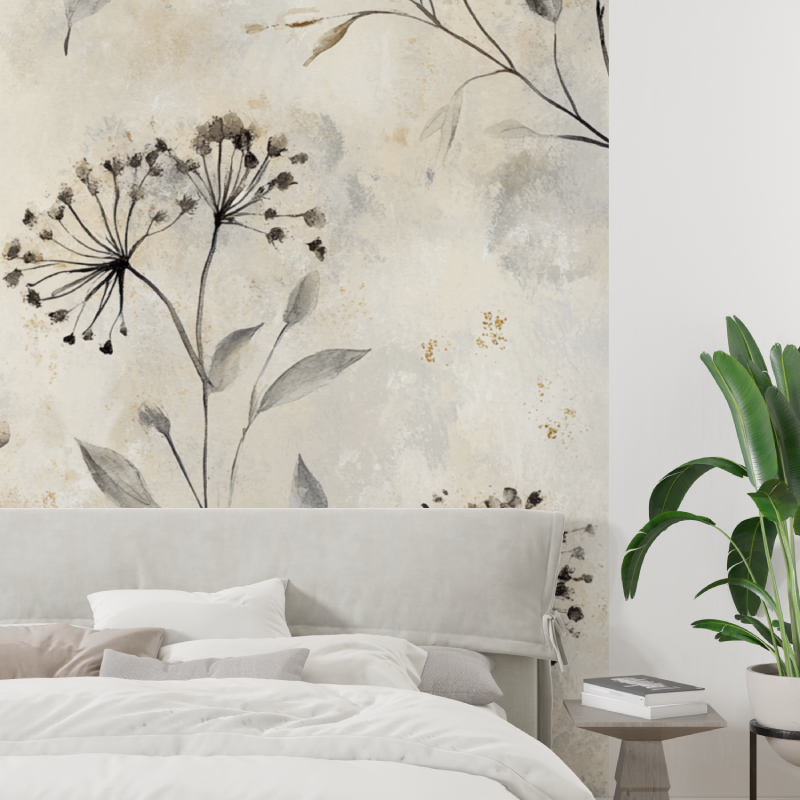 Papier peint fleur de pisenlit tapisserie tendance