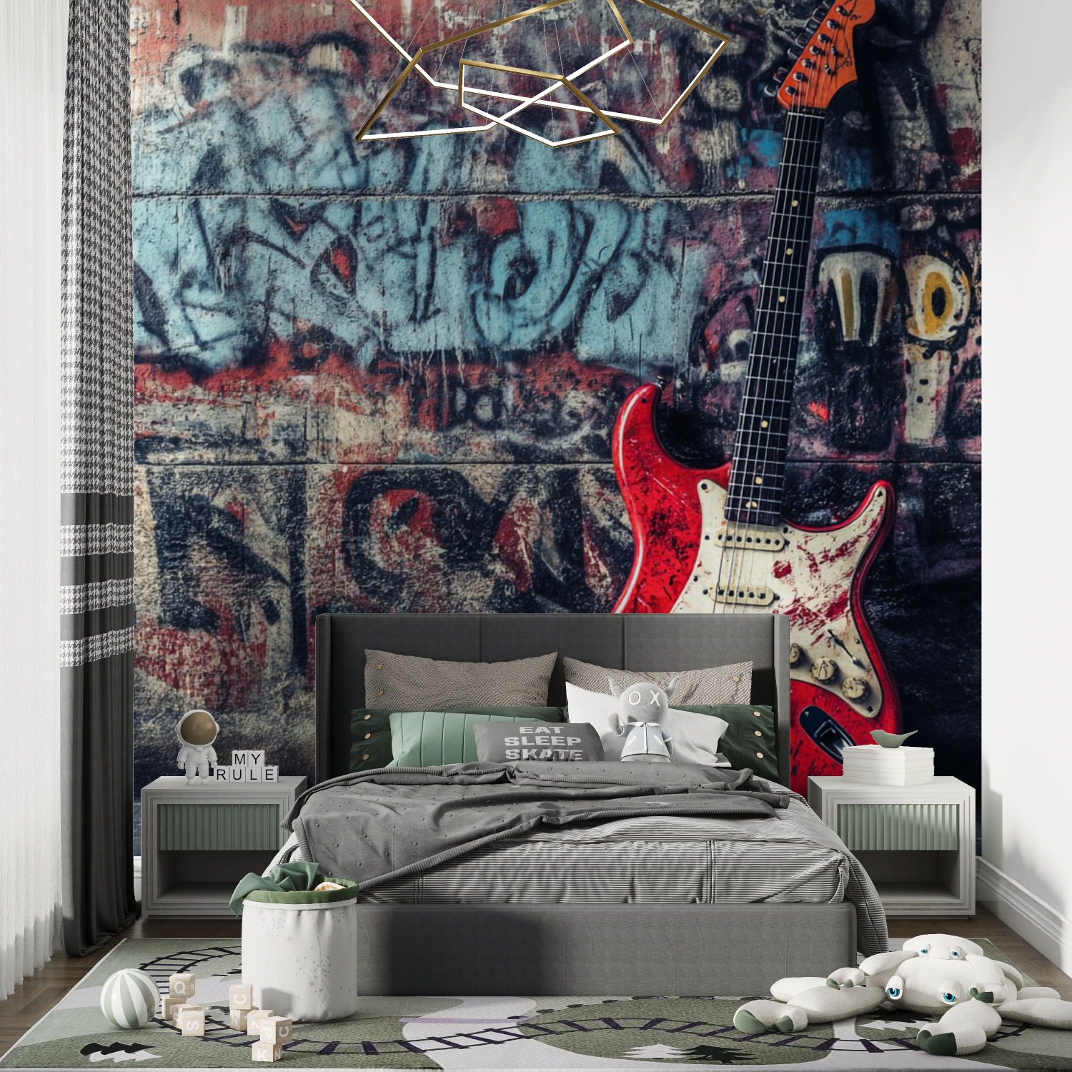 Papier peint hard rock tag chambre de garcon