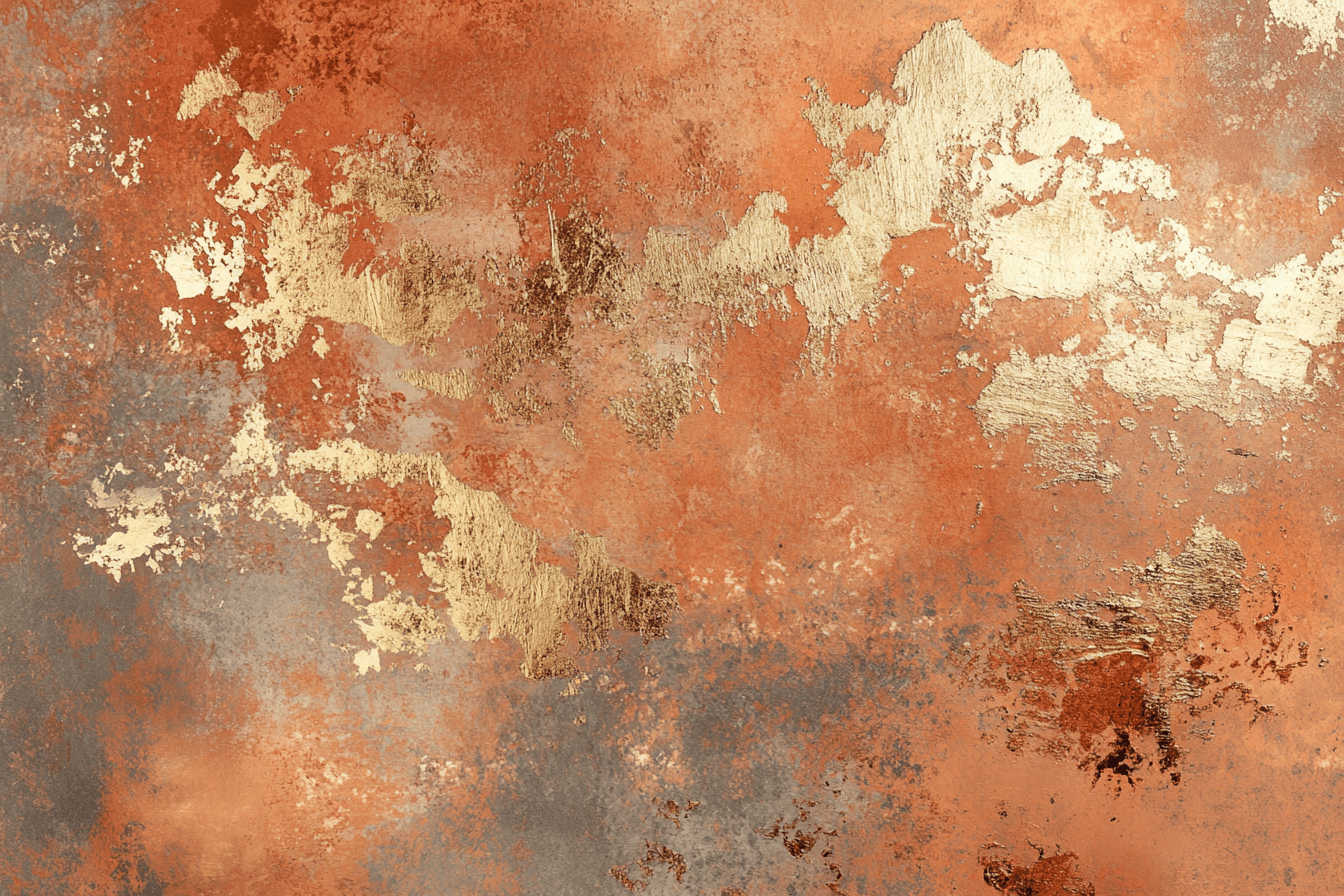 Papier Peint Terracotta Reflets Métallisés Dorés