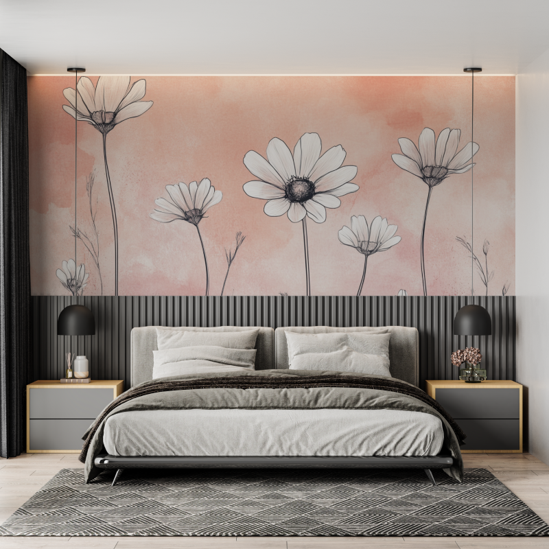 Papier peint marguerites tendance mural adulte