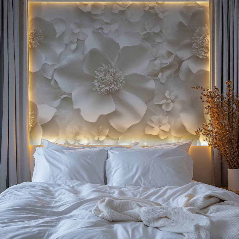Papier peint fleur blanche 3d chambre premium