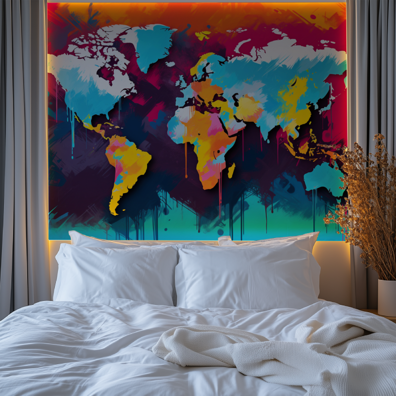 Papier peint carte du monde graffiti chambre premium