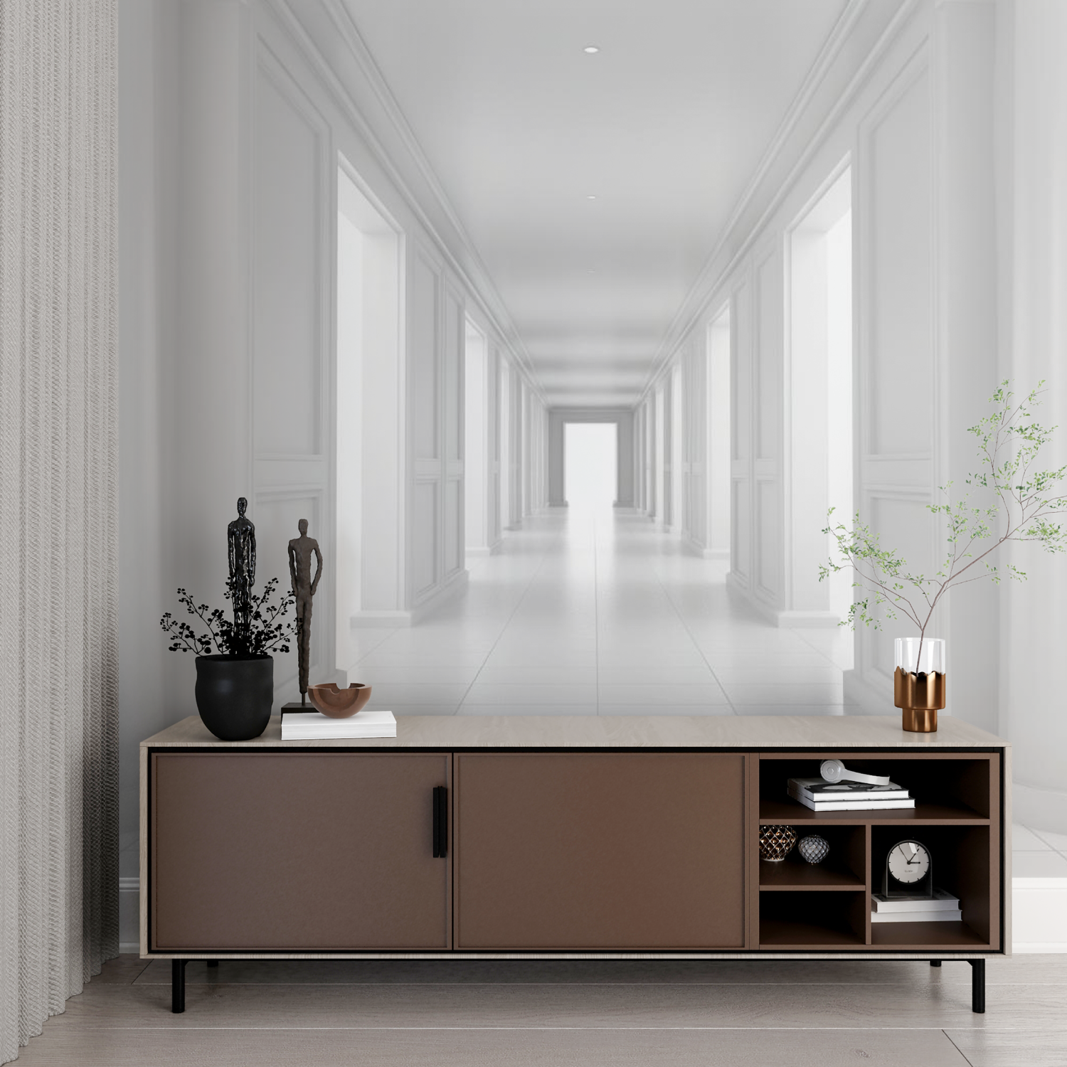 Papier Peint Chambre Trompe L'Oeil - mur