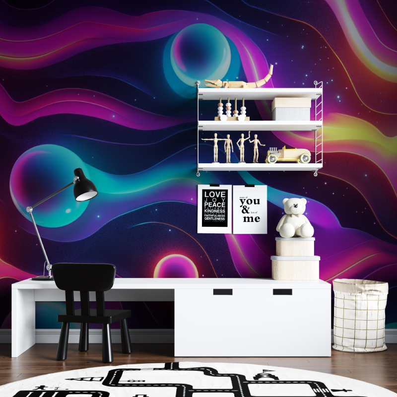 Papier peint electro neon tapisserie chambre ados