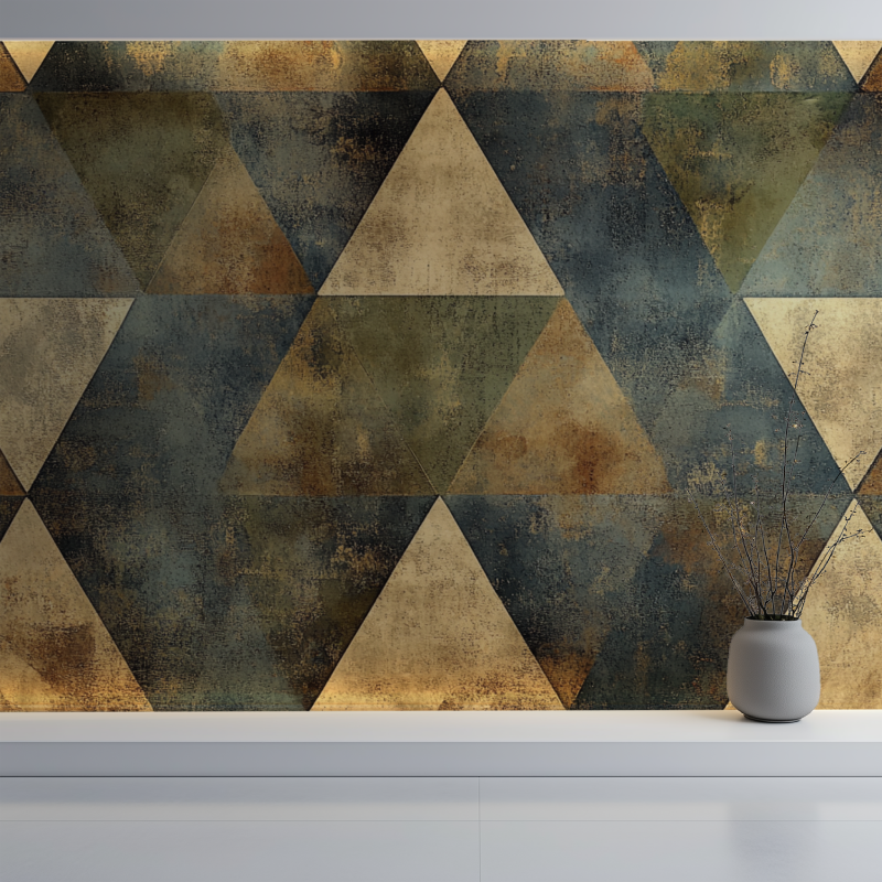 Papier peint vintage triangle 3d mur blanc