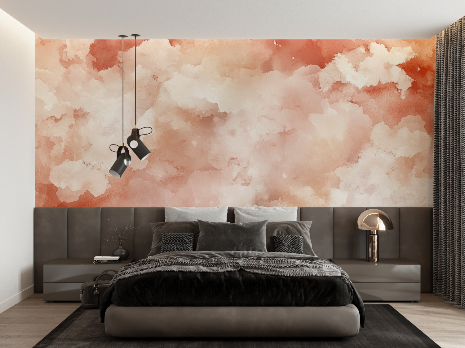 Papier peint terracotta style aquarelle abstraite francais