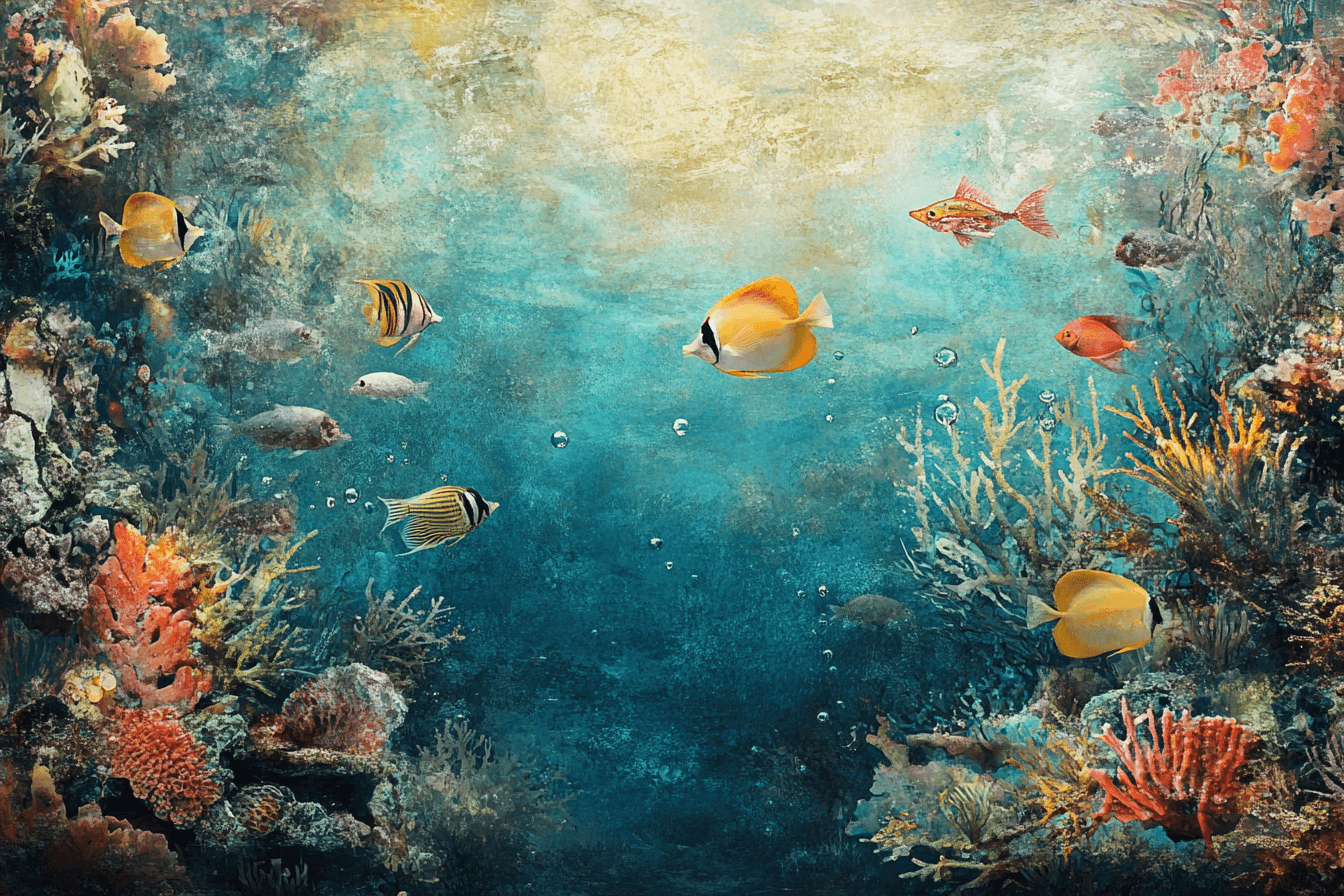 Papier Peint Marin Fonds Marins et Poissons